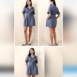 NWT Chambray Mini Shirtdress Large Small Chambray Blue Color